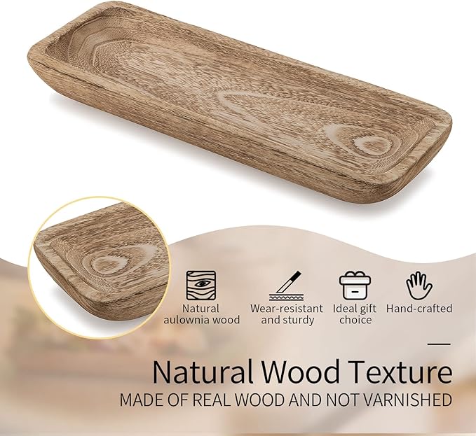 Romadedi Decorative Bowls for Home Decor, Wooden Dough Bowl for Decor, 16" Large Wood Bowl for Kitchen Table Centerpieces, Long Narrow Wooden Tray for Dining Table Decor Centerpiece-Ruum Studio Home