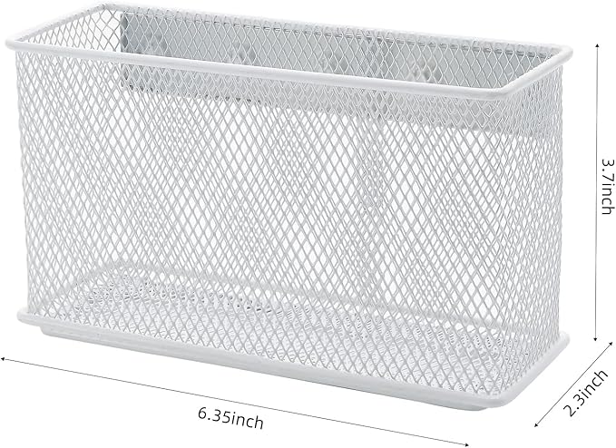 dedoot Magnetic Pencil Holder for refrigerator Storage Magnetic Basket Mesh White Strong Magnetic Pen Holder for Refrigerator,Whiteboard, Locker, Home and Office Organizer, 6.3x2.3x3.6inch-Ruum Studio Home