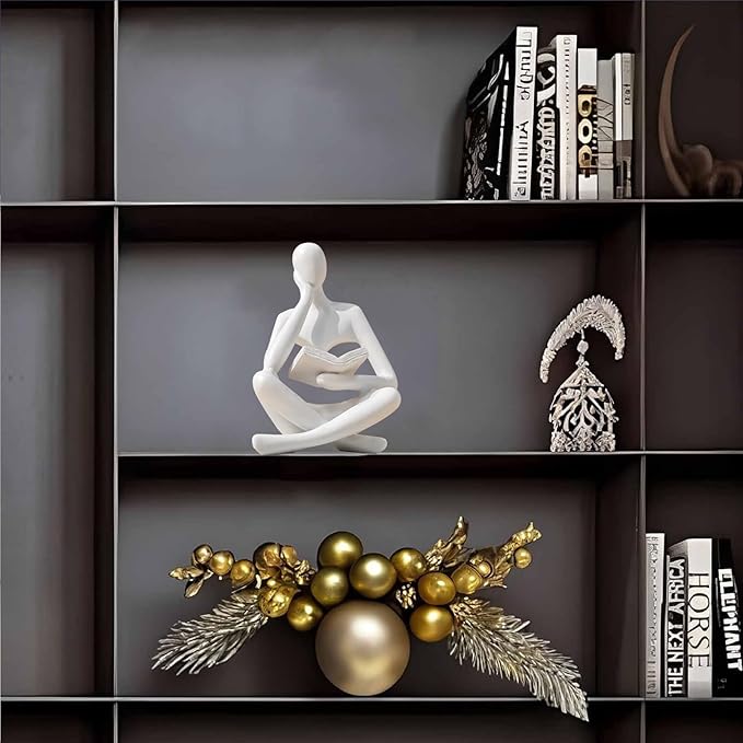Bookshelf Decor Thinker Statue - Abstract Style Thinker Sculptures Modern Aesthetic Figurine Decoration Statues for Home Decor-Zuo Si-White-Ruum Studio Home