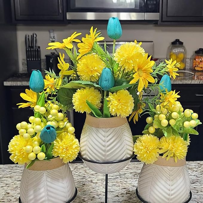 Kimura's Cabin 20Pcs Artificial Mums Flowers Fake Silk Chrysanthemum Balls Flower for Home Decor Easter Table Fall Bouquets Wedding Party DIY Decorations (Yellow)-Ruum Studio Home