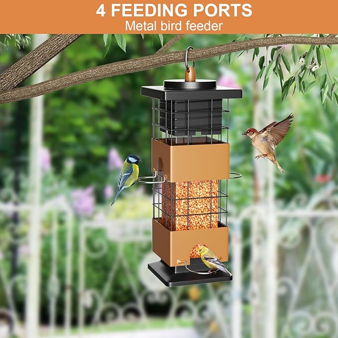 Auslar Bird Feeder, Metal Squirrel Proof Bird Feeders for Outdoors Hanging, 2.5LB Capacity Squirrel Proof Wild Bird Feeders for Outside and Garden Decoration Yard Decor-Ruum Studio Home