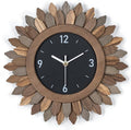 Honiway Wall Clock Battery Operated 12 in Rustic Wood Boho Sunburst Decorative Wall Clock Silent Non Ticking Farmhouse Small Wall Clocks for Living Room Kitchen Bathroom Bedroom Decor (Tricolor)-Ruum Studio Home