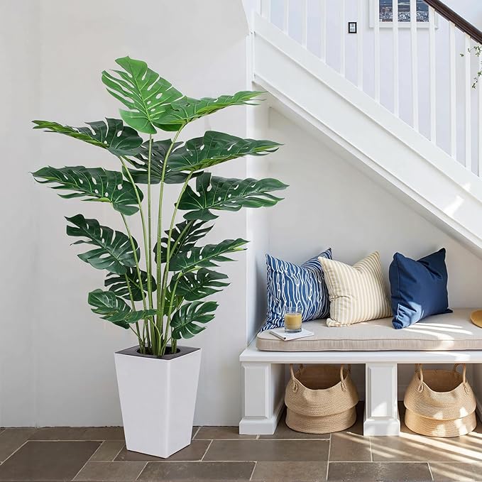Artificial Monstera Plant 5ft, Realistic Fake Plants with Silk Leaves & Texture Trunk, Artificial Plants for Home Office Decor Indoor Outdoor Housewarming Gift-Ruum Studio Home