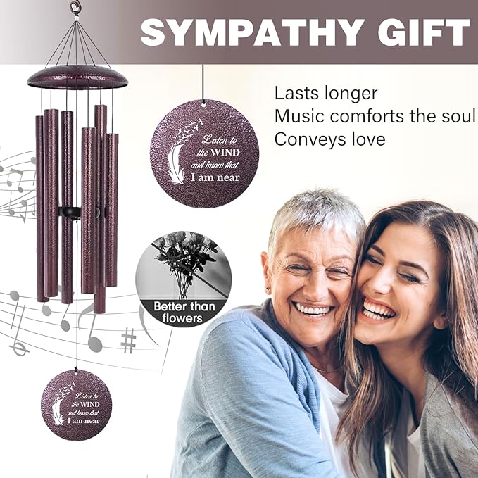 ASTARIN 36" Large Deep Tone Personalized Sympathy Wind Chimes, Memorial Wind Chime for Loss of Mother Father Loved One, Angel's Feather Bereavement Gifts Decor Outdoor Patio Garden(Produced in USA)-Ruum Studio Home