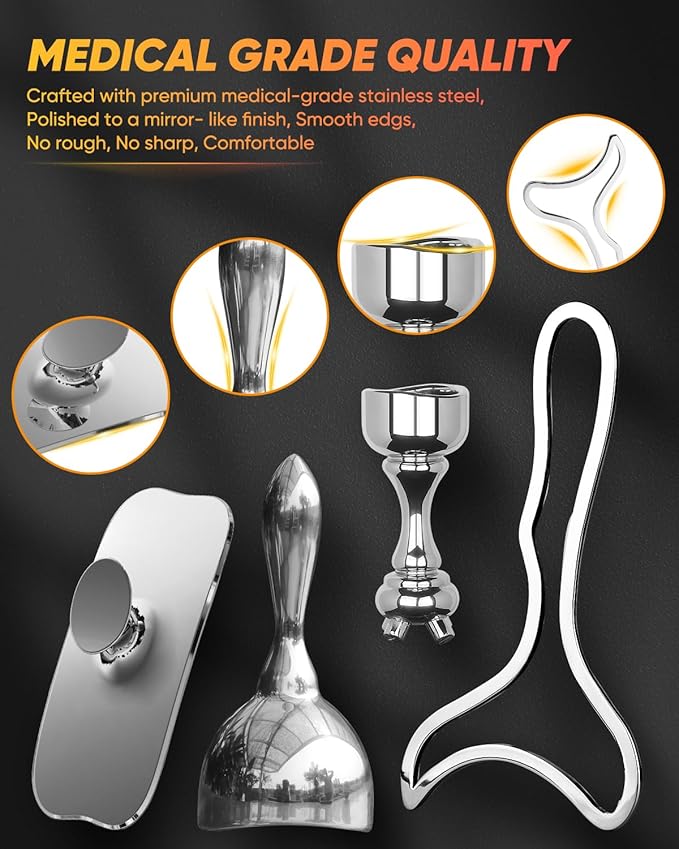 ONUEMP Stainless Steel Therapy Massage Tools, Gua Sha Scraping Body & Face Massager, Maderoterapia Kit Colombiana for Ice Body Sculpting, Lymphatic Drainage, Cellulite Remover, Relieve Sore Muscle-Ruum Studio Home