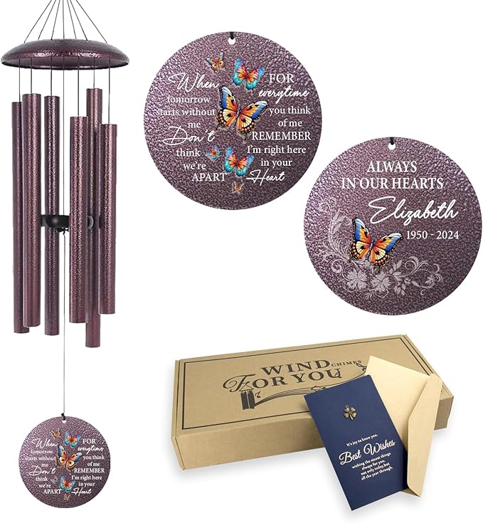 ASTARIN 36" Large Deep Tone Personalized Sympathy Wind Chimes, Memorial Wind Chime for Loss of Mother Father Loved One, Bereavement Gifts Decor Outdoor Patio Garden Graveyard-Ruum Studio Home