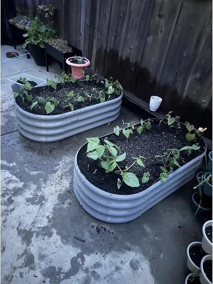 2 Pack 4x2x1FT Galvanized Raised Garden Bed Kit Oval Metal Ground Planter Box Outdoor Bottomless Planter Raised Beds for Vegetables Flowers Herbs Fruits, Green-Ruum Studio Home