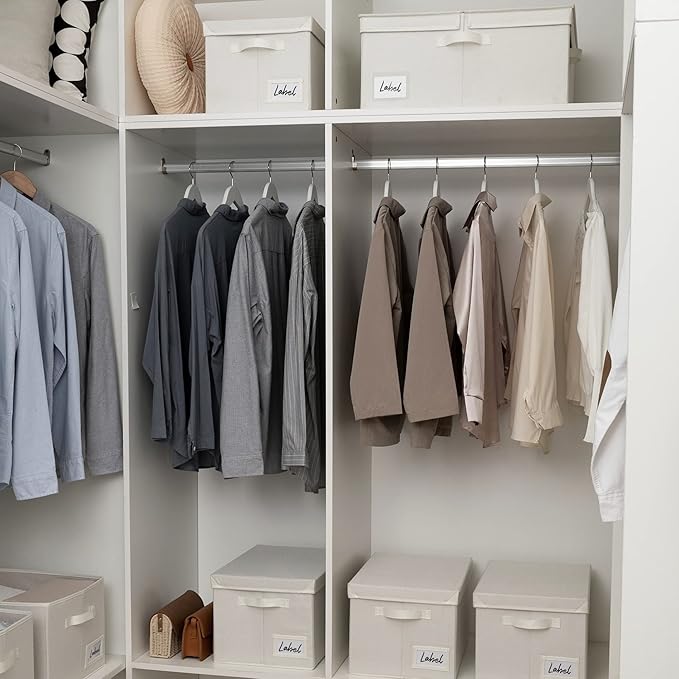 GRANNY SAYS Fabric Storage Bin with Lid, Decorative Storage Box for Shelves, Container Storage Basket Organizer, Closet Bins with Lids for Organizing, Jumbo, Ivory, 1-Pack-Ruum Studio Home