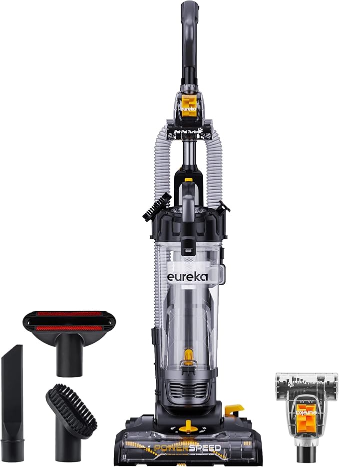 EUREKA PowerSpeed Lightweight Powerful Upright Vacuum Cleaner for Carpet and Hard Floor, Pet Turbo, Black,Yellow-Ruum Studio Home