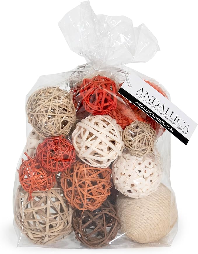 ANDALUCA Decorative Balls Bag Bowl Filler Home Decor (Orange)-Ruum Studio Home