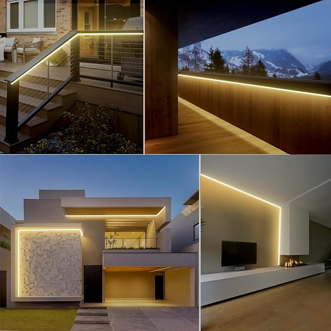 GZBtech Flexible LED Neon Rope Lights 33FT,AC 110-120V Waterproof Strip Light, 120 LEDs/M Cuttable Connectable Neon Lighting for Indoor Outdoor Home Decor/Commercial Building Use-Warm White 10M-Ruum Studio Home