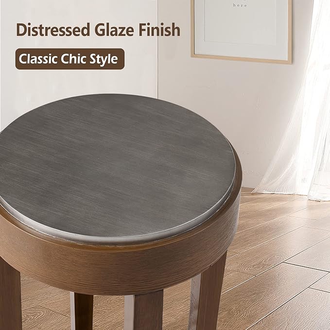 COSIEST Round End Table, 2-Tier Classic Brown Side Table, Farmhouse Wood Accent Table with Storage Shelf for Living Room, Bedroom, Office, Distressed Glaze Finish-Ruum Studio Home
