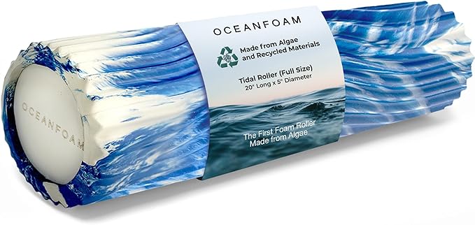 Oceanfoam Tidal Roller - Royal Marbled - Muscle Massage Foam Roller for Back Pain & Stretching - Firm and Ergonomic Wide Wave Textured - Yoga, Athletics, & Wellness - Full Size, 20" x 5"-Ruum Studio Home
