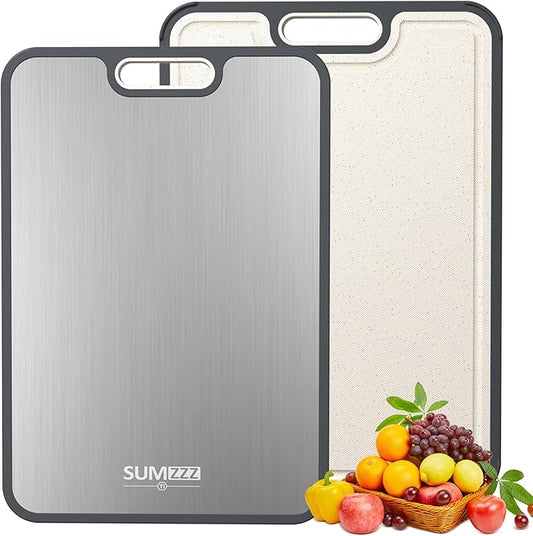 Titanium Cutting Board for Kitchen, Cutting Board Double Sided Food Grade, Pure Titanium and Wheat Straw PP, Easy to Clean Large Size 16”×11”-Ruum Studio Home