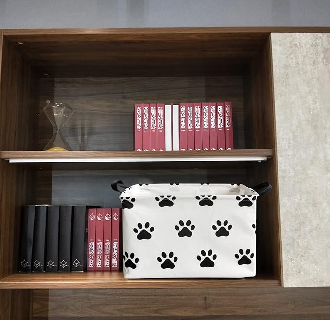 HIYAGON Dog toy Basket Dog Toy Bin Cute Toy Storage Basket Organizer Box Kids Gift Basket Empty Rectangular Room Decor for Home(Paw)-Ruum Studio Home
