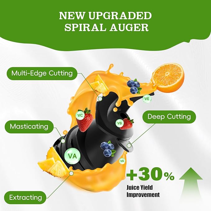 Cold Press Juicer, Juicer Machines with 4.35'' Wide Feed Chute, Stainless Steel Masticating Juicers Easy to Clean, Ergonomic Operational Panel Design, High Juice Yield, Gray Knob-Ruum Studio Home