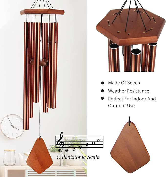 ASTARIN Wind Chimes Outdoor Large Deep Tone, Large Windchimes for Outside with 6 Tubes Tuned Relaxing Melody,Memorial Wind Chimes for Mom Dad,Sympathy Gifts, 36"-Ruum Studio Home