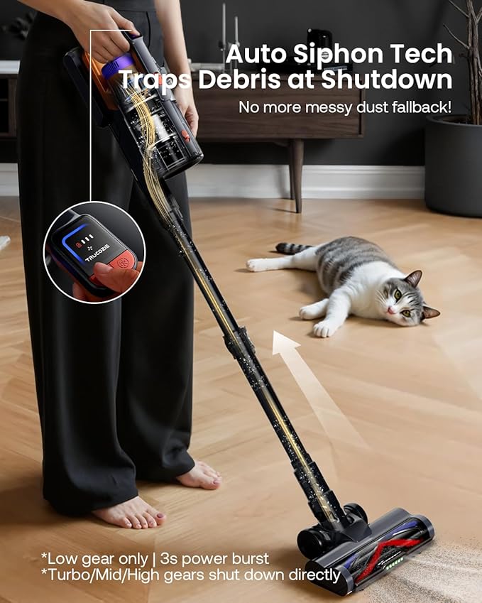 Cordless Vacuum Cleaner for Home, Upgraded 60Kpa Powerful Suction Pet Hair Vacuum with 70min Runtime, Green LED Light for Hardwood Floors & Carpet, Self-Standing Rechargeable Stick Vacuum-Ruum Studio Home