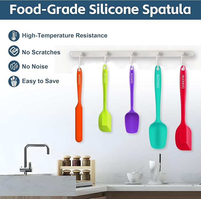 Barsone 5-Piece Silicone Spatula Set（ Heat Resistant 446°F Food Grade BPA Free, Nonstick Cookware Safe Dishwasher Safe Kitchen Tools for Baking, Cooking, Stirring, Multicolor）-Ruum Studio Home