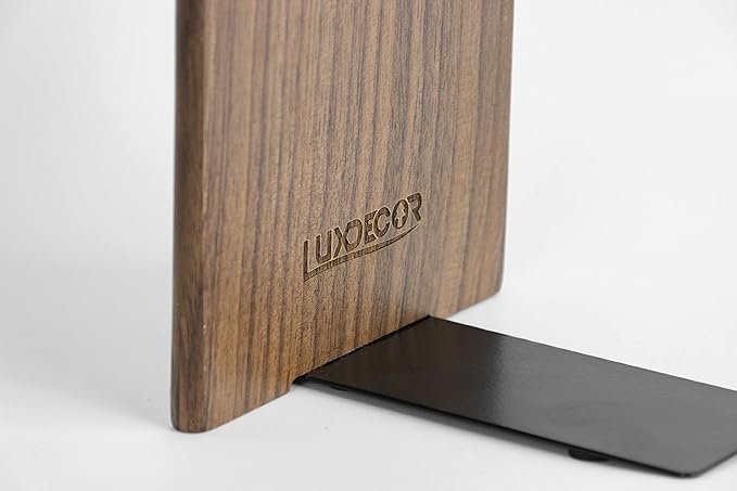 Large Bookend Hold Heavy Books- 7x4x5in 3 Pack Wood Bookends for Heavy Books Heavy Duty Walnut Book Ends for Men Wood Bookends for Office Desk Non-Skid-Ruum Studio Home