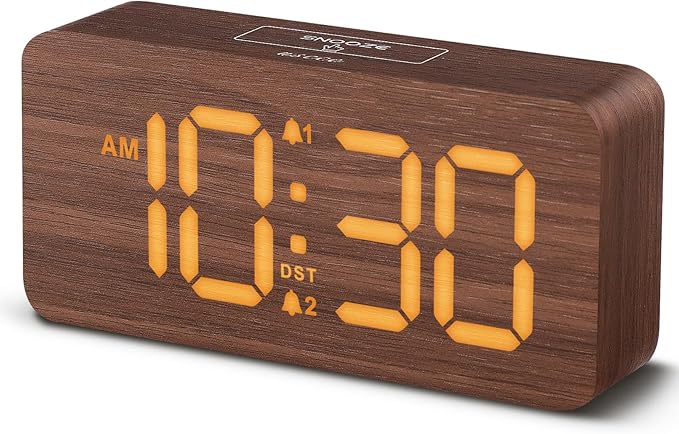 uscce Wooden Digital Alarm Clocks for Bedrooms: Dimmable Dual Alarm Clock with Large Numbers for Bedside Desk - Loud Alarm for Heavy Sleepers with Volume Control - Wood Decor & Gifts-Ruum Studio Home