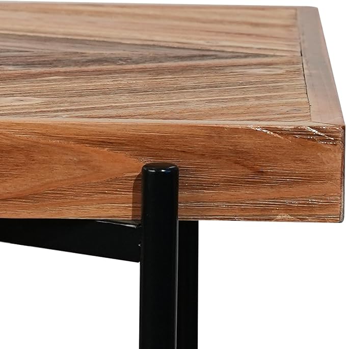CONSDAN StoneCreek Solid Fir Wood Side Table - Metal Frame, 2-Tier End Table for Living Room/Bedroom/Office, 23" Square Night Stand, Accent Table-Ruum Studio Home