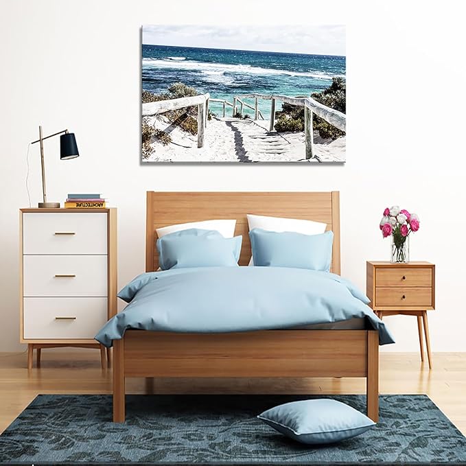 DZL Art S74281 Rottnest Island Beach Seascape Painting Sea Nature Pictures Wall Art Canvas Prints Painting Ready to Hang for Living Room Bedroom Decor Office Wall Decor Home Decoration-Ruum Studio Home