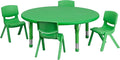 EMMA + OLIVER 45" Round Green Plastic Adjustable Activity Table Set-4 Chairs-Ruum Studio Home