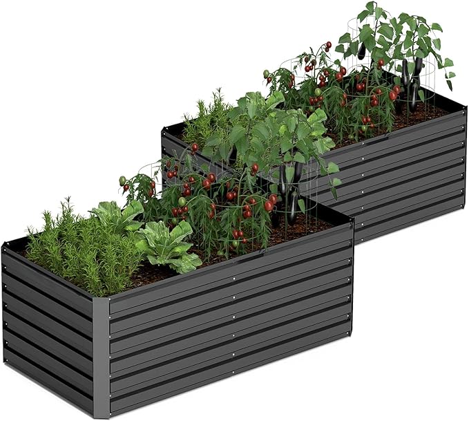 6x3x2 ft Raised Garden Bed, Large Metal Planter Raised Beds, Planters for Outdoor Plants for Vegetables, Flowers, Herbs, Fruits, and Succulents.(2 Pcs)-Ruum Studio Home
