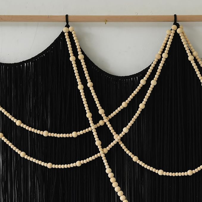 Macrame Wall Hanging Black Yarn Tapestry Home Decor Large Fiber Wall Art Living Room Bedroom Home Wall Decor 57" W x 43" L-Ruum Studio Home