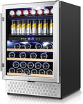 Tylza Dual Zone Wine Fridge, 24 Inch Wine and Beverage Refrigerator Built-in or Freestanding, Wine Beer Fridge Under Counter, Wine Cellar with Stainless Steel and Temperature Memory Function-Ruum Studio Home