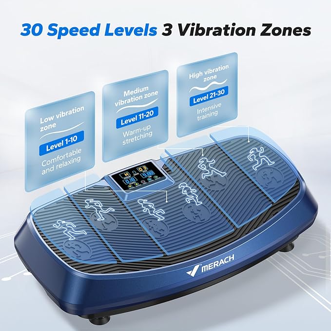MERACH Vibration Plate Exercise Machine, 3D & 4D Vibration Plate with 2 Tension Ropes LED Display, Whole Body Vibration Platform for Women Men, Exercise Equipment for Home-Ruum Studio Home