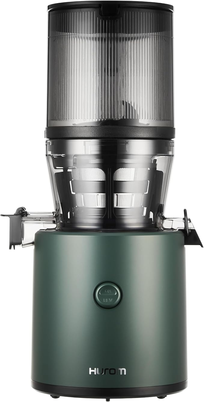 Hurom H320 Cold Press Juicer Machine, Easy to Clean Masticating Slow Juicer, Coarse Strainers, Self-Feeding, Hands Free, Family Size, Quiet Motor, Easy Assembly (Kale/Dark Green)-Ruum Studio Home