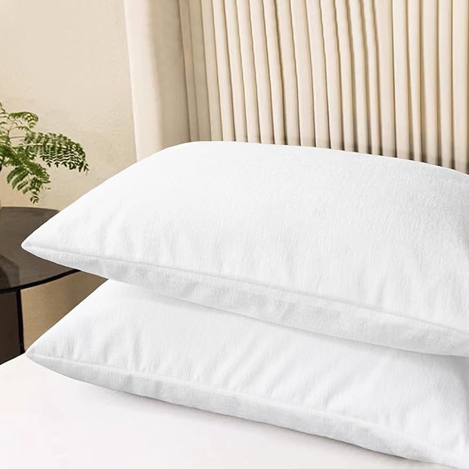 CaliTime Throw Pillow Covers Decorative 20 X 26 Inches Pack of 2 Cozy Chenille Standard Pillow Shams Cases for Couch Sofa Bed Living Room Home True White-Ruum Studio Home