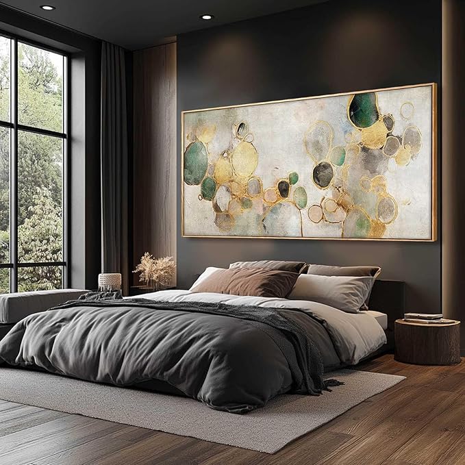 YJYart Circle Canvas Wall Decor Green and Gold Wall Art Posters Abstract Wall Decorations 36"x70" Home Decor for Bedroom Living Room-Ruum Studio Home
