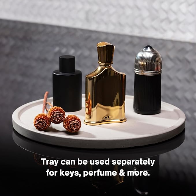 Simon Brothers Concrete Fruit Bowl and Tray Set for Kitchen Counter - Large Decorative Bowls for Home Decor - Modern Key Bowl for Entryway Table - Key Holder and Vanity Tray-Ruum Studio Home