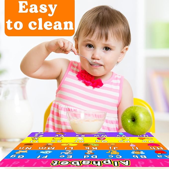 Educational Preschool Placemats for Kids Set of 6 Reusable Plastic Toddler Placemat Non Slip Washable Children Montessori Eat Table Mat for Nursery Homeschool Kindergarten Classroom Dining Table-Ruum Studio Home