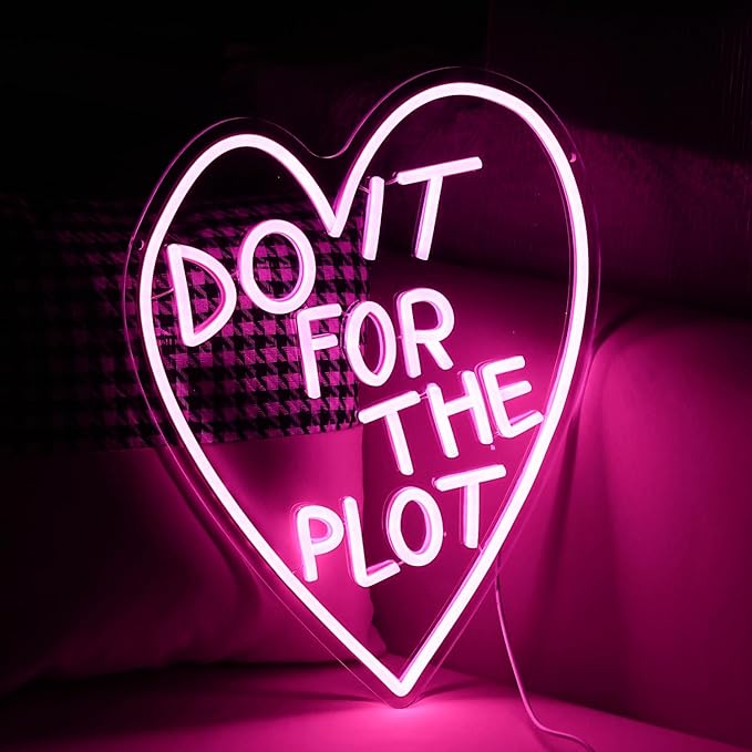Do It For The Plot Neon Sign Dimmable Pink Words Neon Light for Wall Decor USB Led Heart Neon Light Sign for Bedroom Living Room Wedding Party Bar Neon Sign-Ruum Studio Home