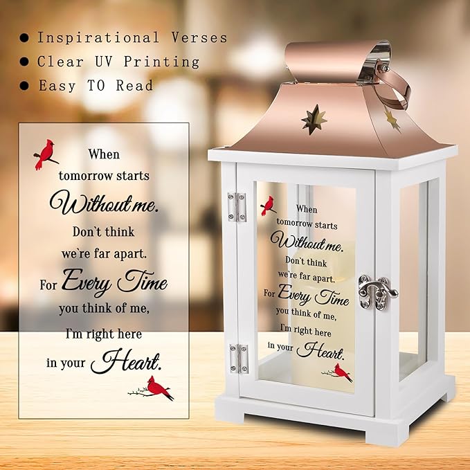 Memorial Lantern, Sympathy Gifts for Loss of Mom/Dad/Loved One, Bereavement Gifts, in Memory of Loved One Lantern,Celebration of Life, Memorial Gifts, Funeral Lantern,When Tomorrow Starts Without me-Ruum Studio Home