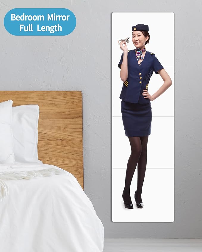 Shatterproof Wall Mirror Full Length for Bedroom, Acrylic Gym Mirrors For Home, Extra Thick: 0.12 inch, 12 x 12 inch x 4 Pcs, Workout Mirrors Safe for Kids, Over The Door, Long Wall Mounted-Ruum Studio Home