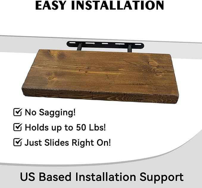 BGMG Floating Shelves 16 inch Long, Distressed,Wide Rustic Wooden Wall Shelves for Bathroom Living Room Bedroom Kitchen Farmhouse Set of 2-16x6.7x1.25 inch-Distressed Walnut-Ruum Studio Home