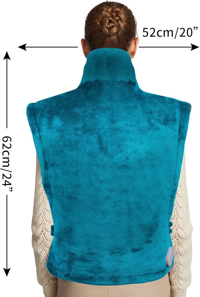 Ruqiji 26" x 35" Neck&Shoulder&Back Heating Pad with12 Temperature Settings, Pain Relief for Back/Neck/Shoulders/Menstrual Pain, Christmas Gifts for Women Men Mom Dad-Light Teal-Ruum Studio Home