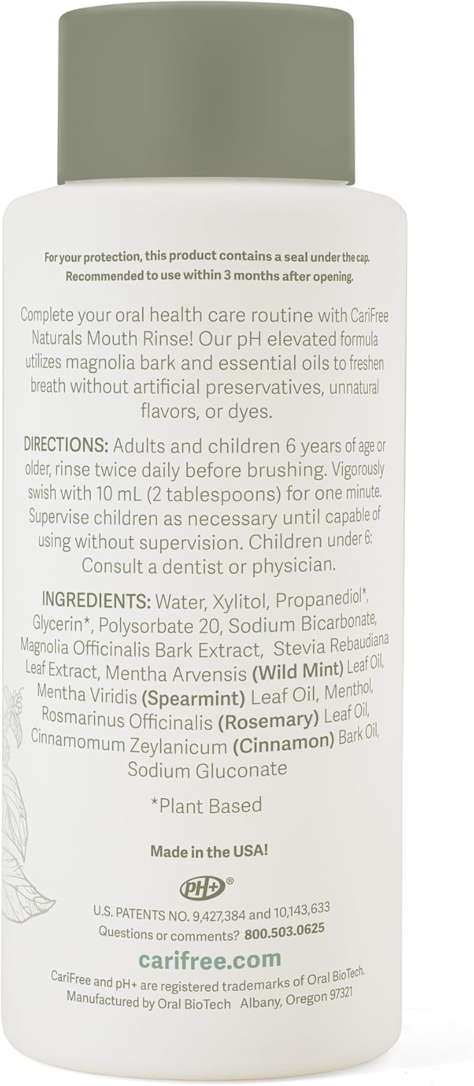 CariFree Naturals Mouth Rinse | pH Elevated, Fluoride-Free, with Magnolia Bark & Essential Oils, Organic Ingredients, Alcohol-Free, Dentist Recommended, Dentist Developed, Wild Mint Flavor, 16 fl oz-Ruum Studio Home