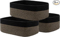 KALLAX Small Woven Basket, 13.5 x 9.5 x 5 Inches, Storage Basket for Organizing, Cute Small Rope Shelf Closet Cube Storage Bins Baskets for Shelves, Dog Toy Gift Baskets Empty, 3 Pack Black & Brown-Ruum Studio Home