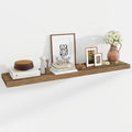 55 Inch Floating Shelves, 12 Inch Deep Floating Shelves for Wall, Floating Shelf with Invisible Brackets, Deep Shelves for Bathroom, Bedroom, Living Room, 1 Pack, Brown-Ruum Studio Home