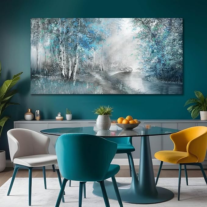 SOUGUAN Forest Wall Art for Living Room Foggy Tree Artwork Sunlight Wall Decor Nature Wall Decorations on Canvas 24"x48" Wall Paintings Ready to Hang-Ruum Studio Home