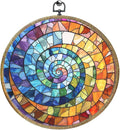Colorful Boho Rainbow Geometric Spiral Sun Art Gift Framed Round Wall Decor Canvas Wall Art Hanging Prints Artwork for Home Office Porch Nursery Bedroom Living Room Decorations 10.2X10.2 Inch-Ruum Studio Home