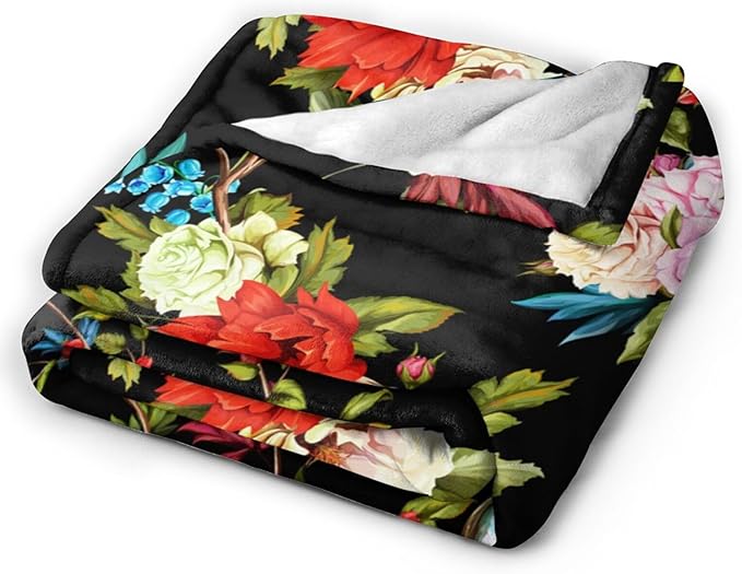 HGOD DESIGNS Wild Flowers Blanket for Women, Lightweight Soft Fleece Flannel Throw Blanket Peony Roses Sofa Couch Living Room 50x60 Inch-Ruum Studio Home