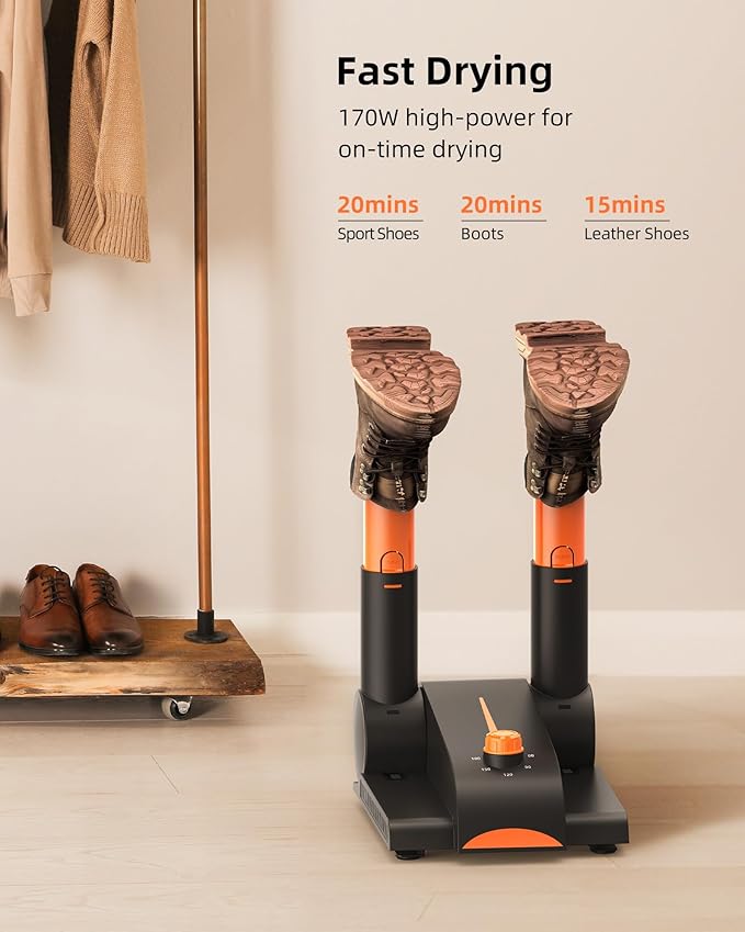 Xasla Shoe Dryer, Boot Dryer for Work Boots, Forced-air Heating Gloves & Sneakers Warmer, Folding Design with Adjustable Rack, Timer, Heat Blower Quick Drying-Ruum Studio Home