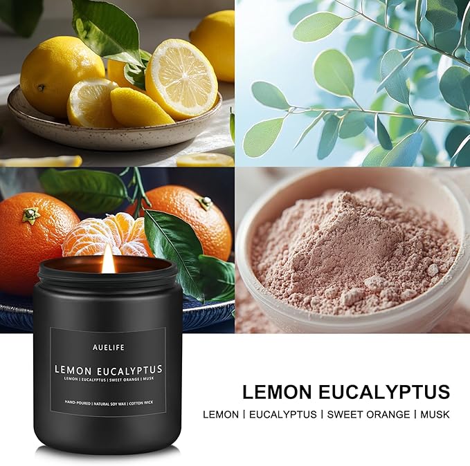 Lemon Eucalyptus Candle | Scented Candle for Home, Aromatherapy Candles - Soy Candles for Home Scented, Gift for Women Men, Home Fragrance Decoration -7oz-Ruum Studio Home